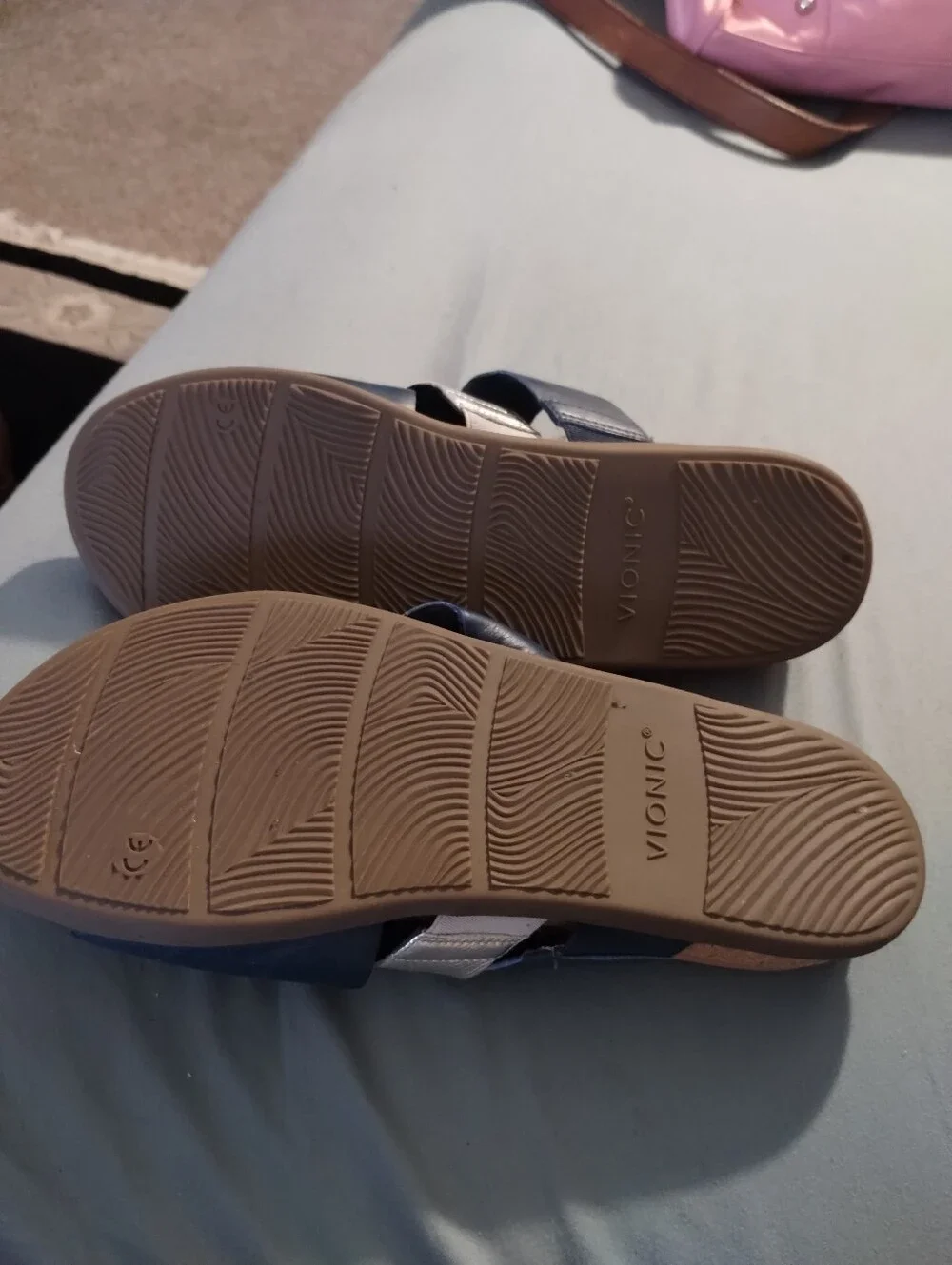 Viconic Luella Navy/ Silver Ortho Toe Comfort Sandals Sz 10